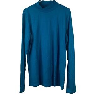 NWT Women's XXLT Blue St. John’s Bay Long Sleeve Mock Neck Essential Tee Shirt